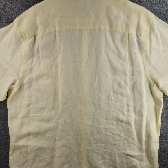 Tommy Bahama Men XXL Yellow Long Sleeve Button Up Shirt 100% Linen Embroidery - Picture 16 of 16